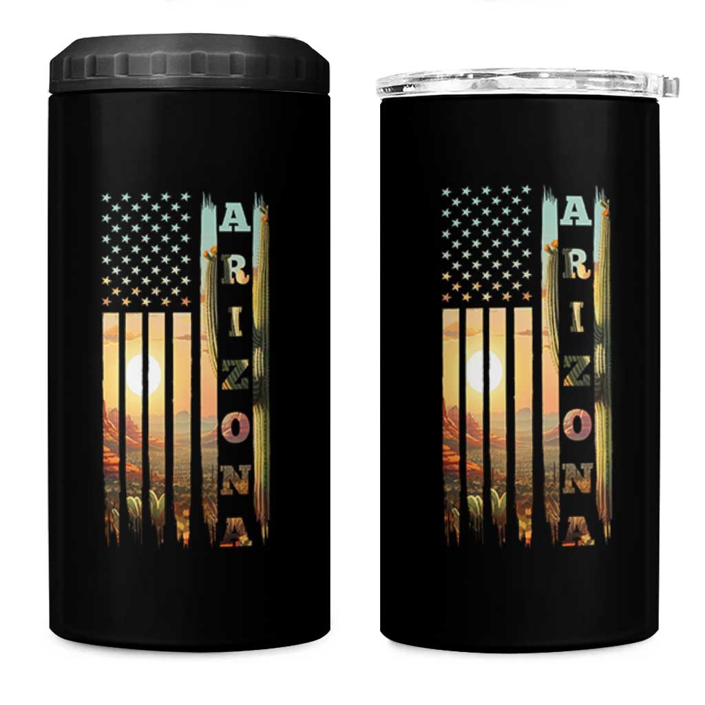 Patriotic Arizona State Flag 4 in 1 Can Cooler Tumbler Southwest Landscape Gift