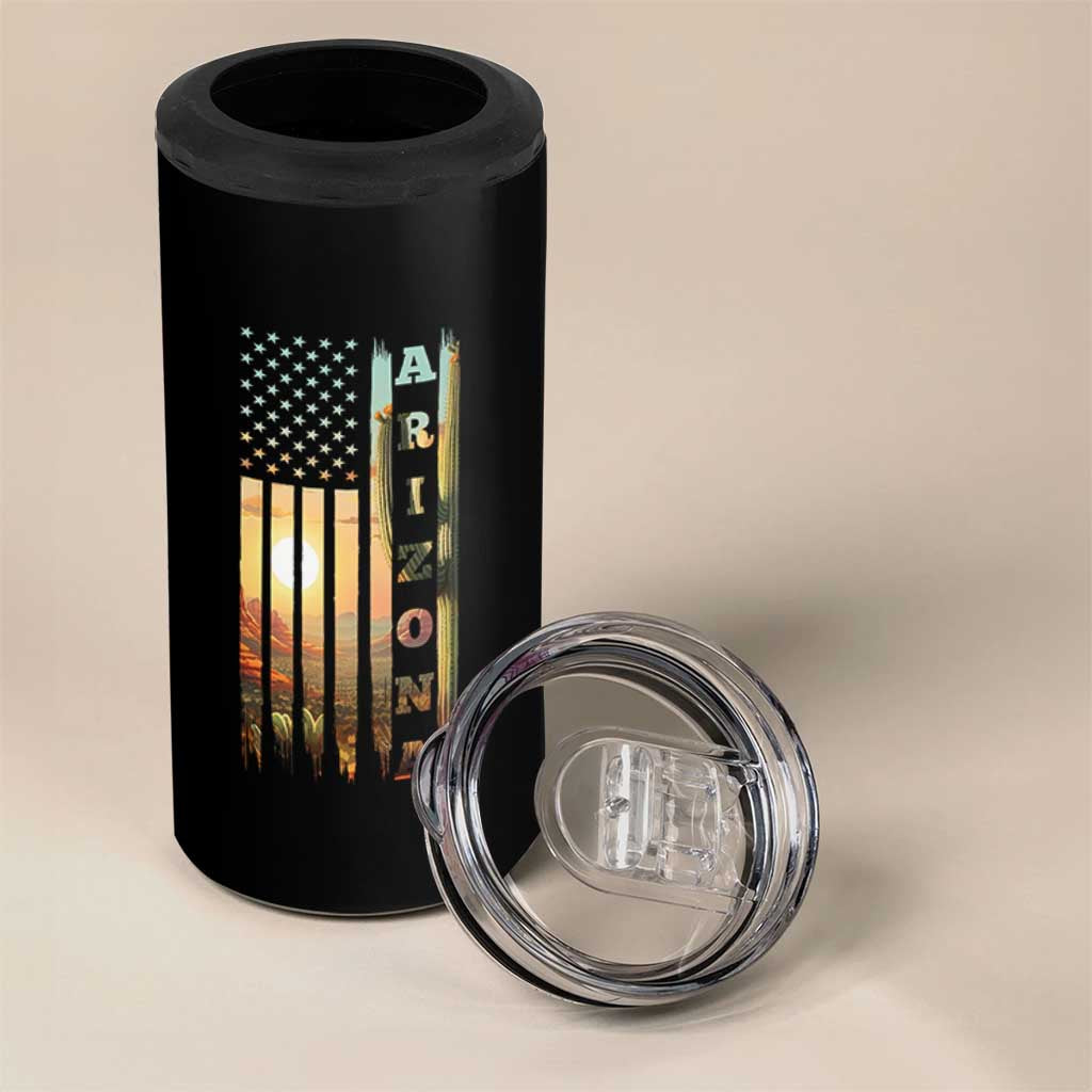 Patriotic Arizona State Flag 4 in 1 Can Cooler Tumbler Southwest Landscape Gift