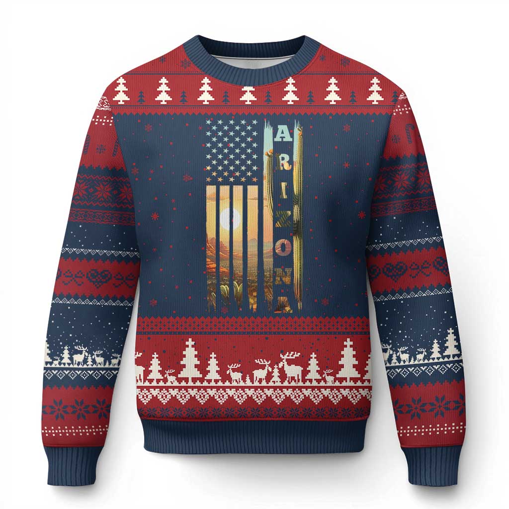 Patriotic Arizona State Flag Ugly Christmas Sweater Southwest Landscape Gift