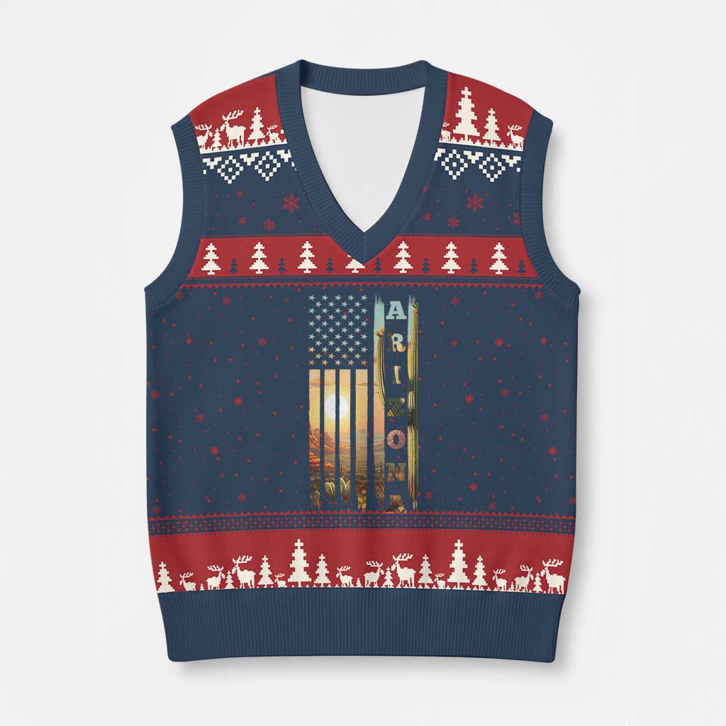 Patriotic Arizona State Flag V-Neck Knit Sweater Vest Southwest Landscape Gift