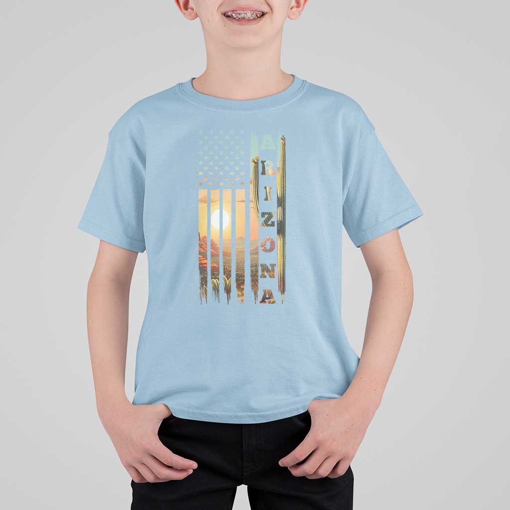 Patriotic Arizona State Flag T Shirt For Kid Southwest Landscape Gift