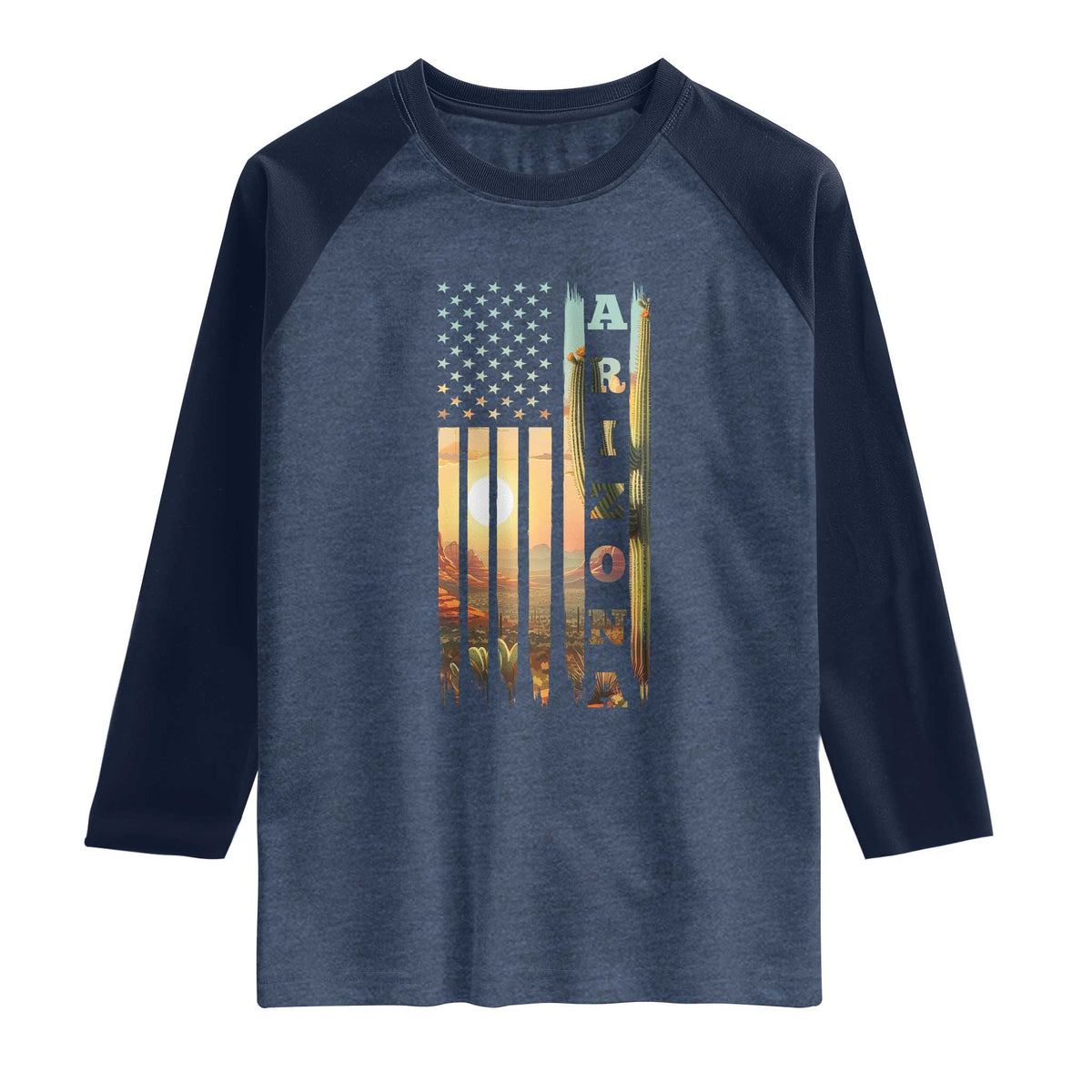 Patriotic Arizona State Flag Raglan Shirt Southwest Landscape Gift