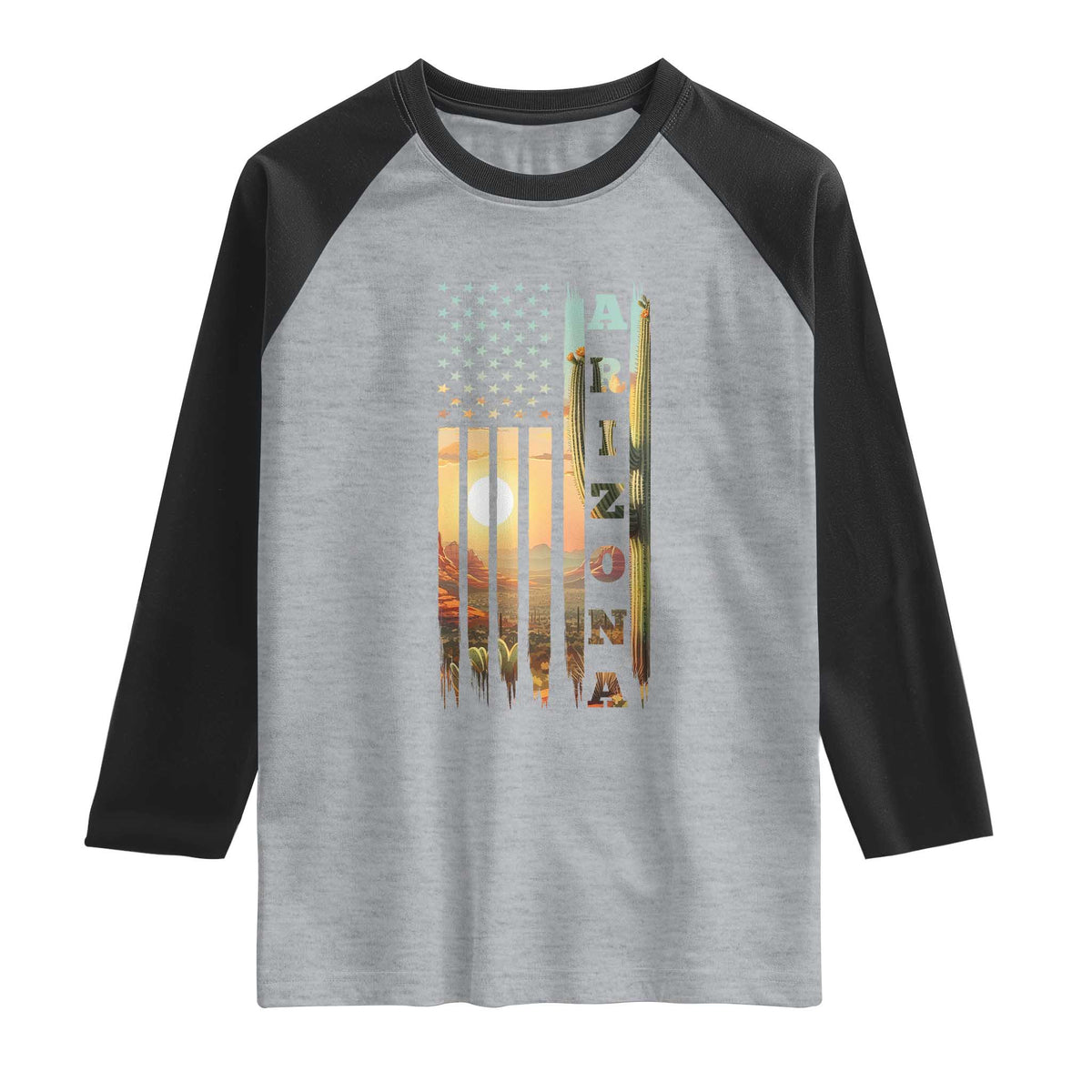 Patriotic Arizona State Flag Raglan Shirt Southwest Landscape Gift