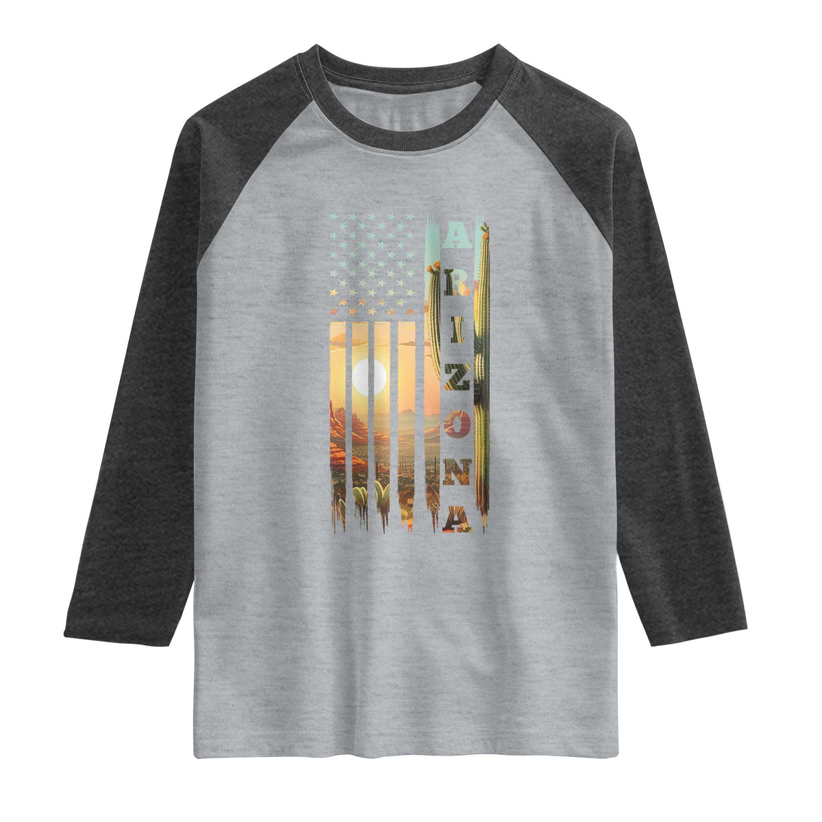 Patriotic Arizona State Flag Raglan Shirt Southwest Landscape Gift