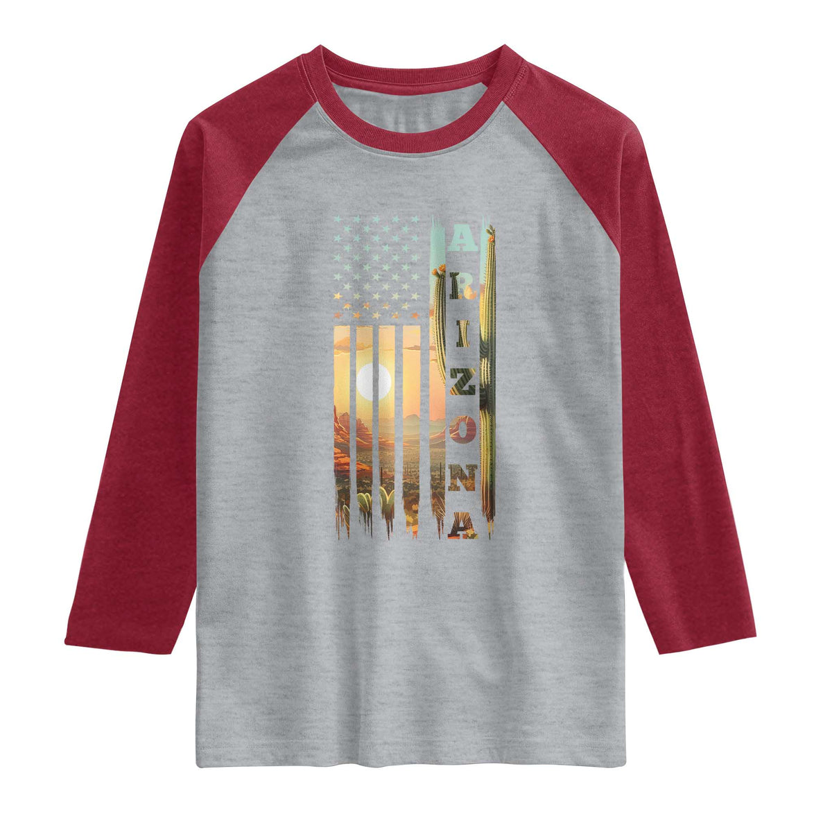 Patriotic Arizona State Flag Raglan Shirt Southwest Landscape Gift