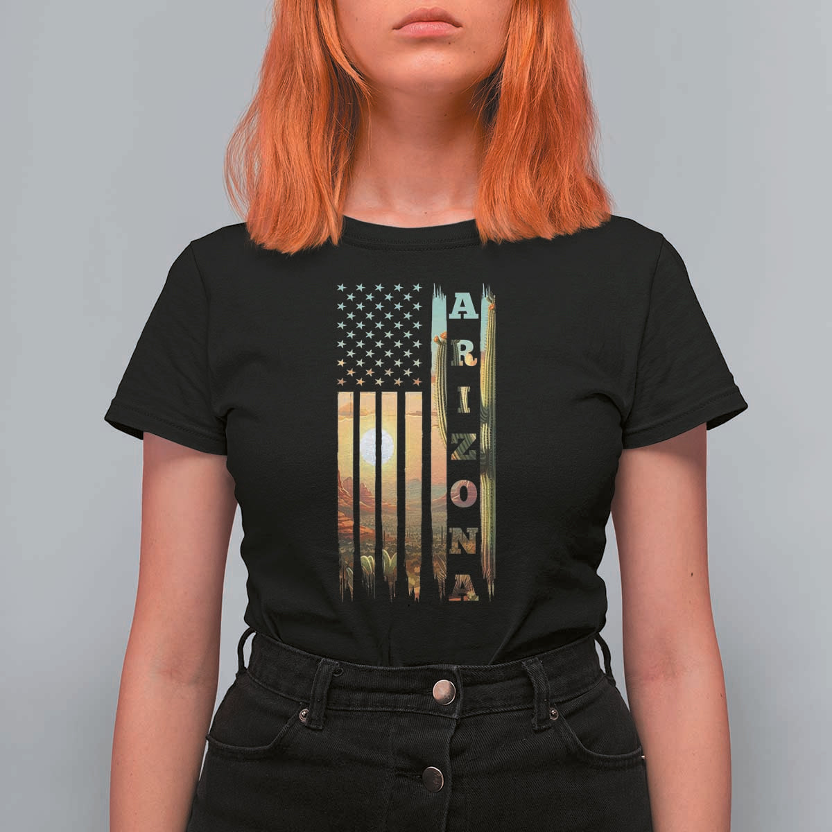 Patriotic Arizona State Flag T Shirt For Women Southwest Landscape Gift