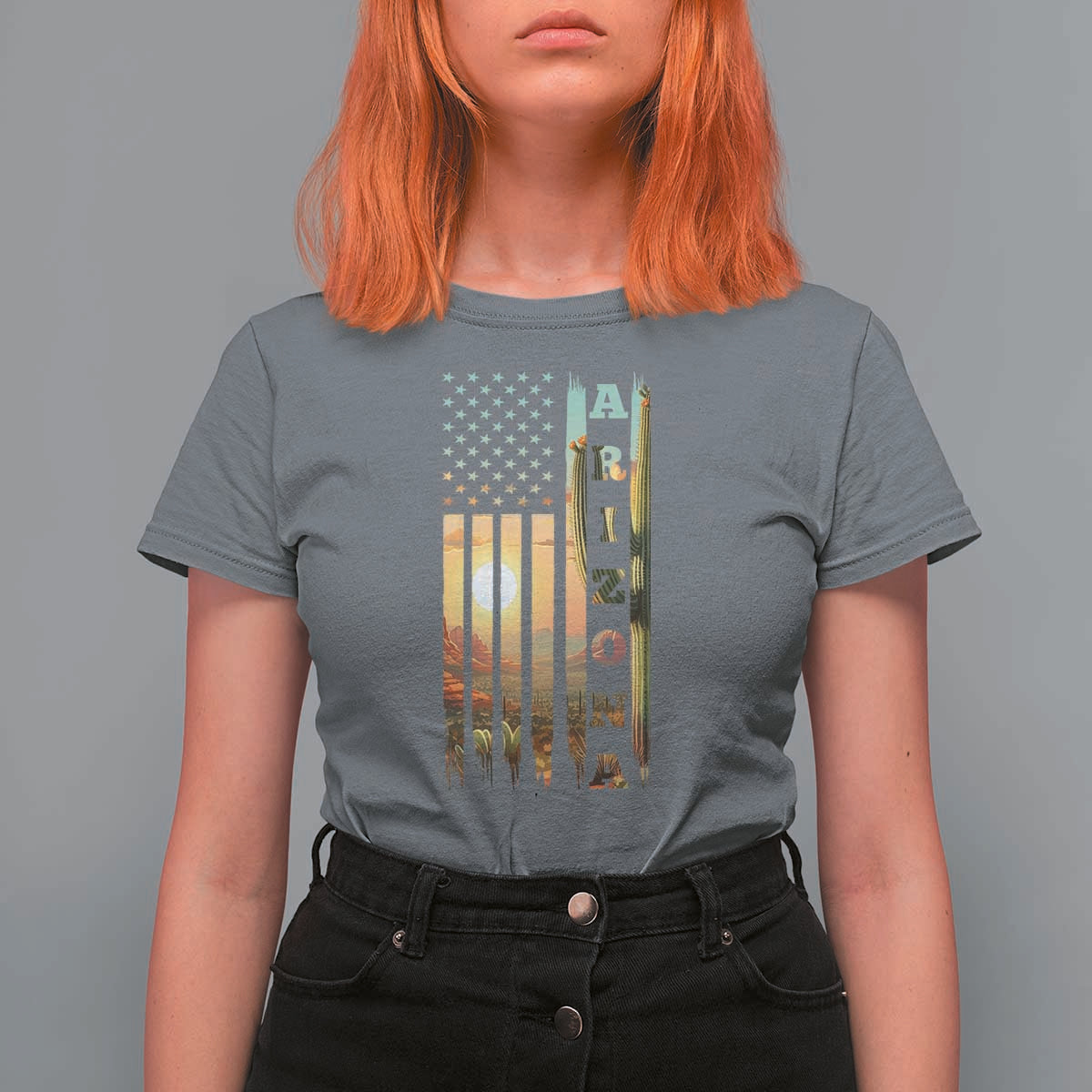 Patriotic Arizona State Flag T Shirt For Women Southwest Landscape Gift
