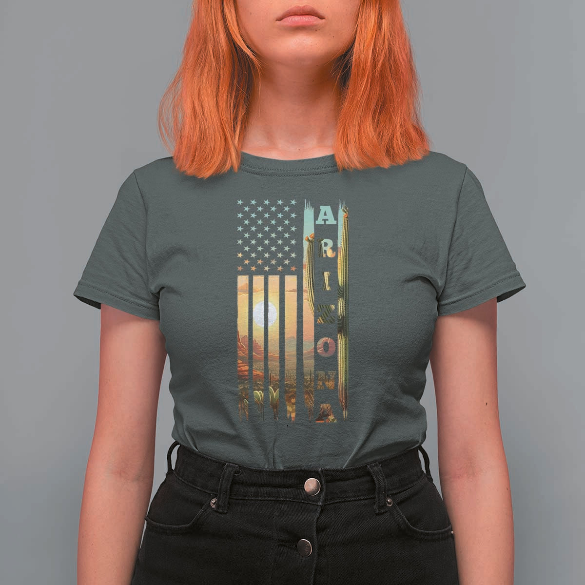 Patriotic Arizona State Flag T Shirt For Women Southwest Landscape Gift