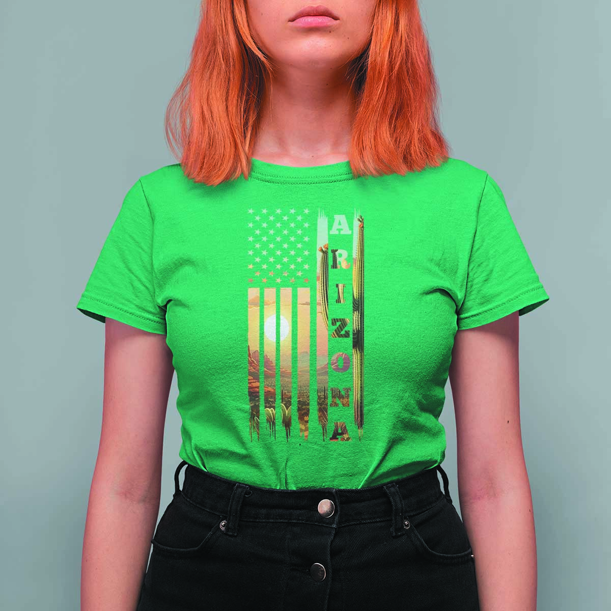 Patriotic Arizona State Flag T Shirt For Women Southwest Landscape Gift