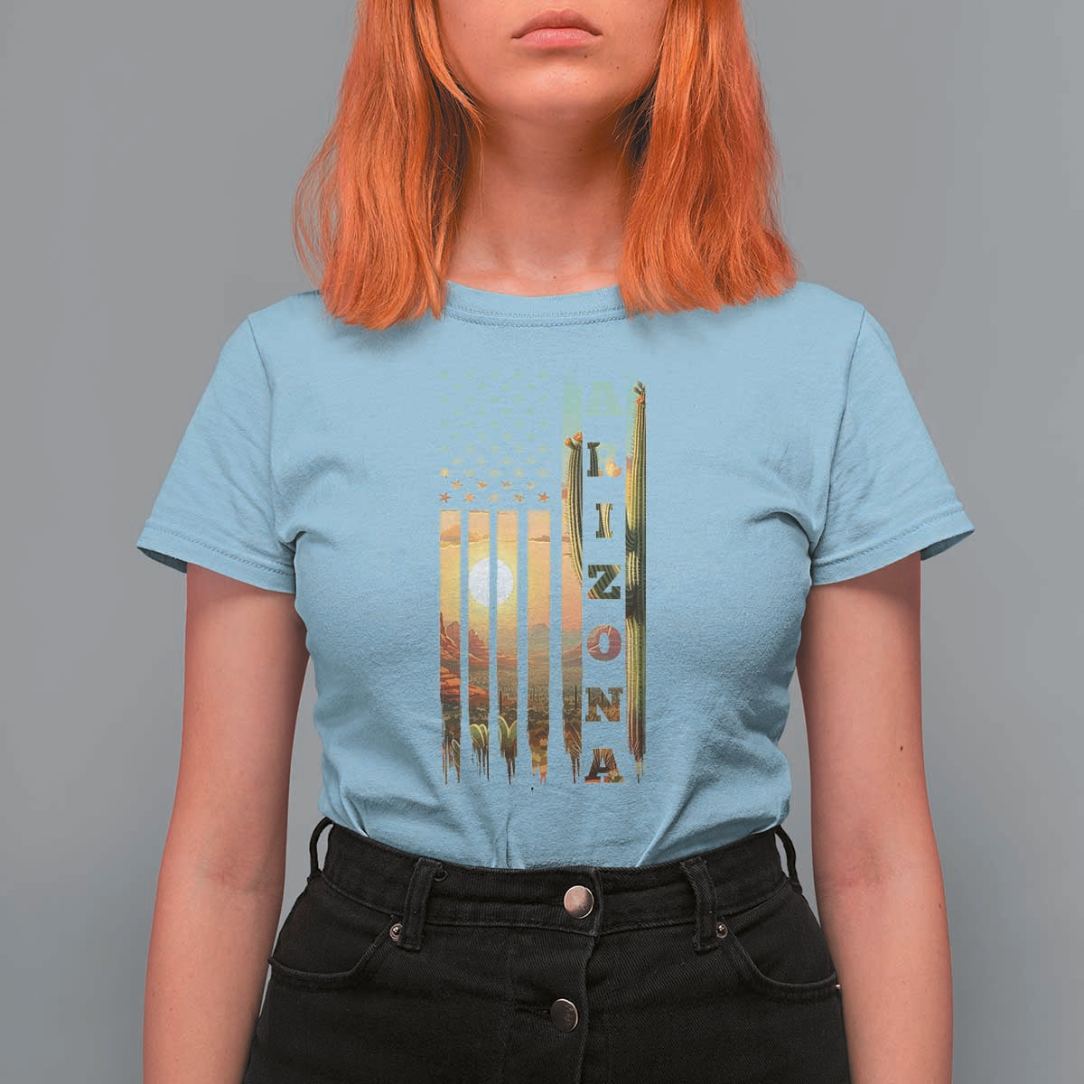 Patriotic Arizona State Flag T Shirt For Women Southwest Landscape Gift