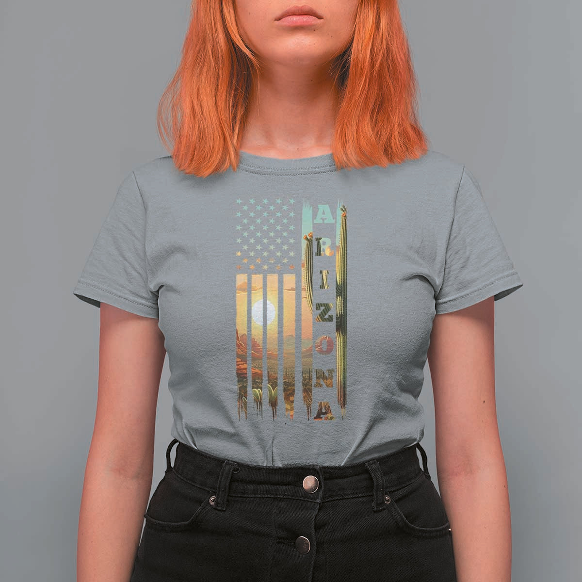 Patriotic Arizona State Flag T Shirt For Women Southwest Landscape Gift