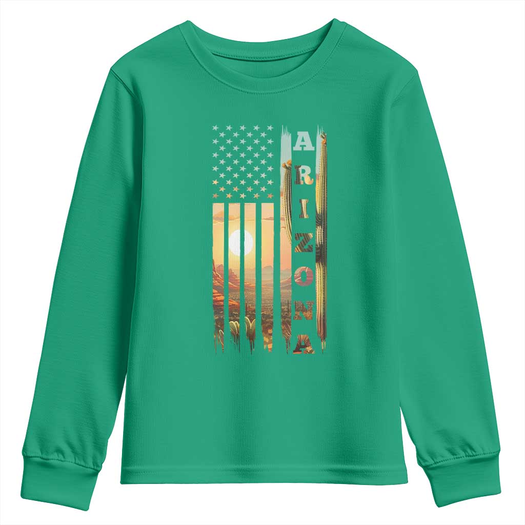 Patriotic Arizona State Flag Youth Sweatshirt Southwest Landscape Gift