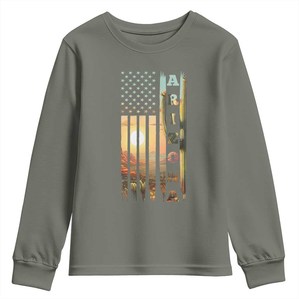 Patriotic Arizona State Flag Youth Sweatshirt Southwest Landscape Gift