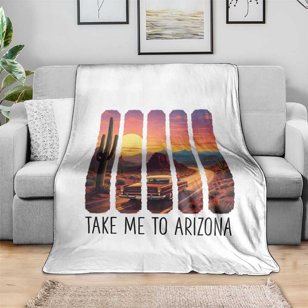 Arizona Desert Cactus Western Adventure Throw Blanket Take Me To AZ