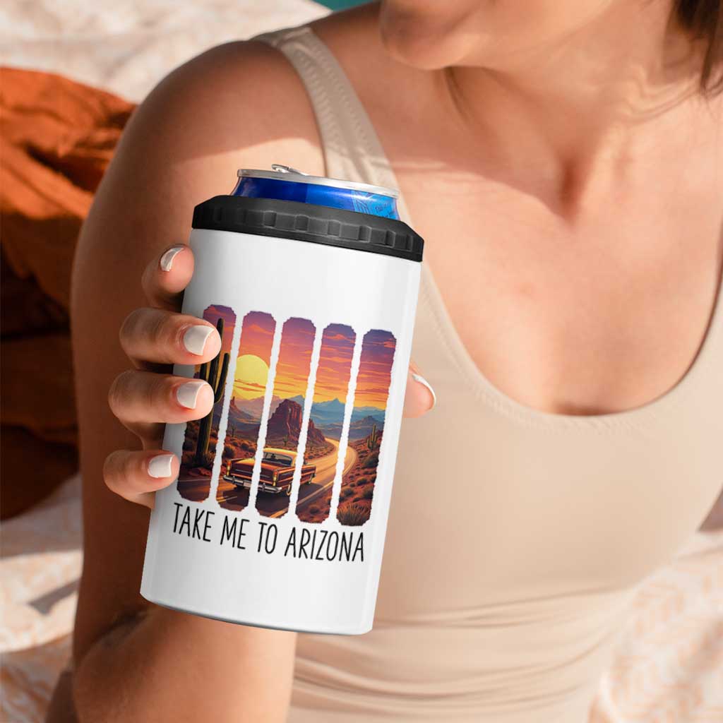 Arizona Desert Cactus Western Adventure 4 in 1 Can Cooler Tumbler Take Me To AZ