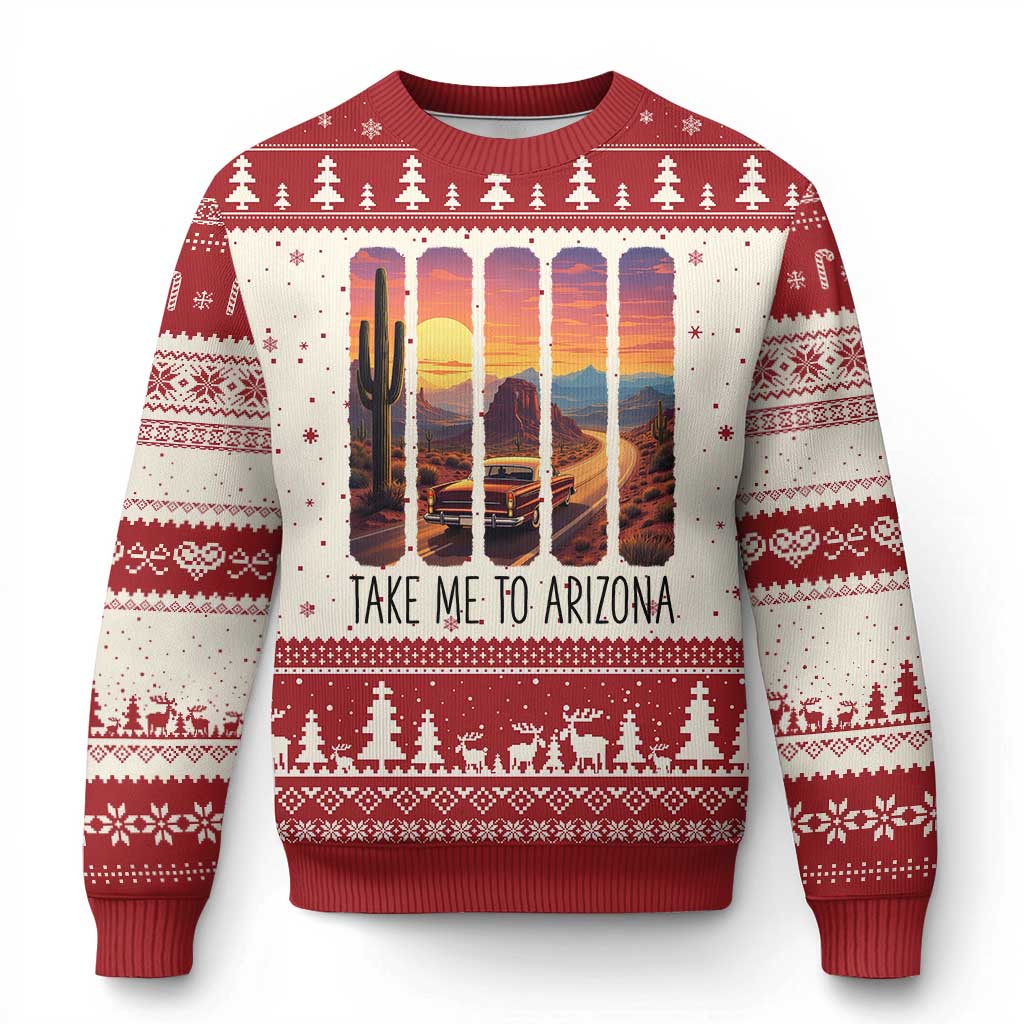 Arizona Desert Cactus Western Adventure Ugly Christmas Sweater Take Me To AZ