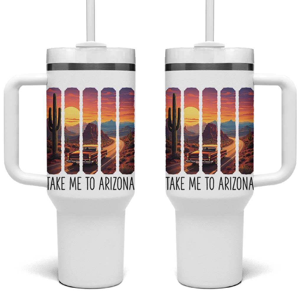Arizona Desert Cactus Western Adventure Tumbler With Handle Take Me To AZ