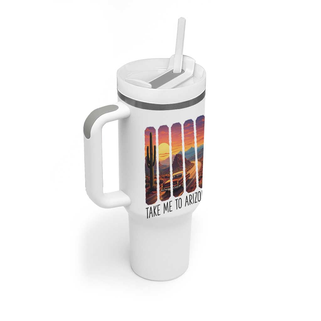 Arizona Desert Cactus Western Adventure Tumbler With Handle Take Me To AZ