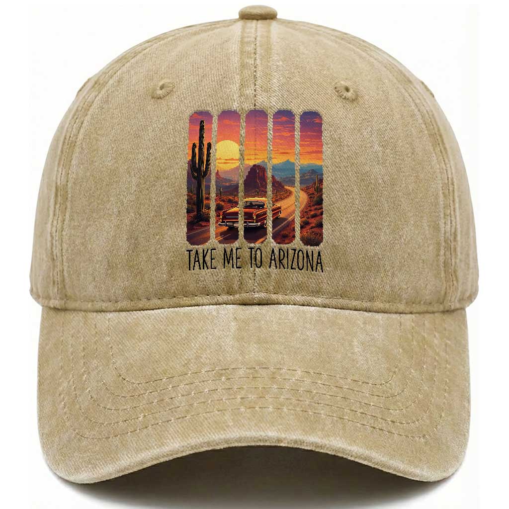Arizona Desert Cactus Western Adventure Washed Cotton Baseball Cap Take Me To AZ