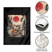 Vintage Japanese Ukiyoe Punch Baby Monkey Garden Flag Kawaii Animal Gift
