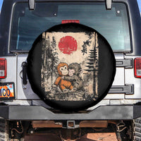 Vintage Japanese Ukiyoe Punch Baby Monkey Spare Tire Cover Kawaii Animal Gift