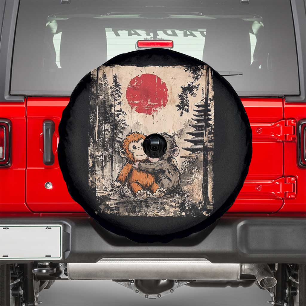 Vintage Japanese Ukiyoe Punch Baby Monkey Spare Tire Cover Kawaii Animal Gift