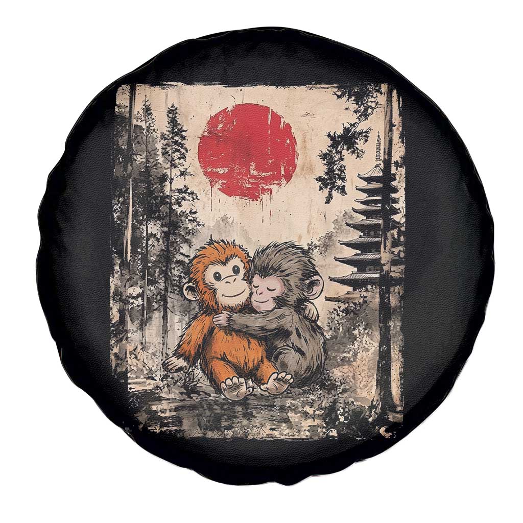 Vintage Japanese Ukiyoe Punch Baby Monkey Spare Tire Cover Kawaii Animal Gift