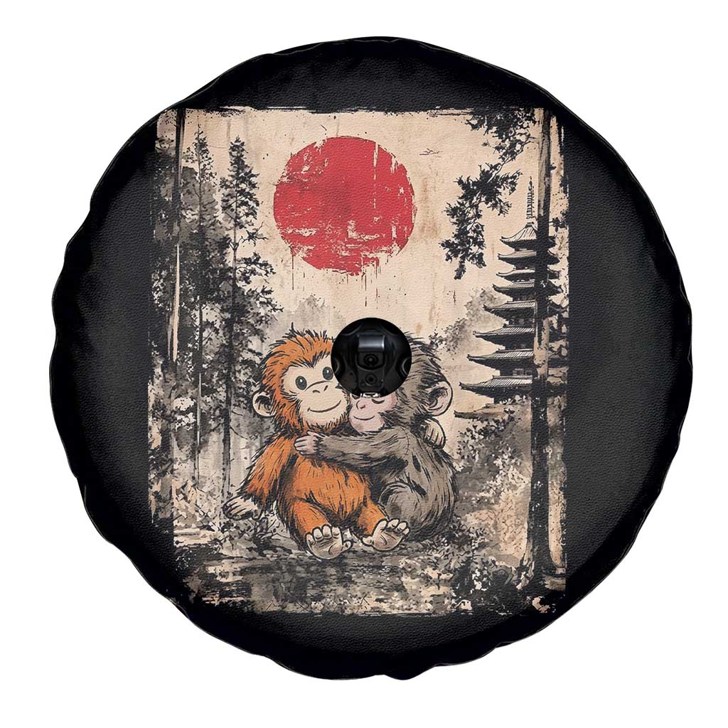 Vintage Japanese Ukiyoe Punch Baby Monkey Spare Tire Cover Kawaii Animal Gift