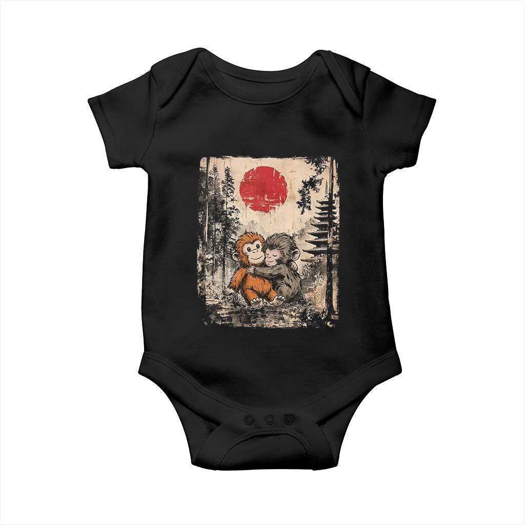 Vintage Japanese Ukiyoe Punch Baby Monkey Baby Onesie Kawaii Animal Gift