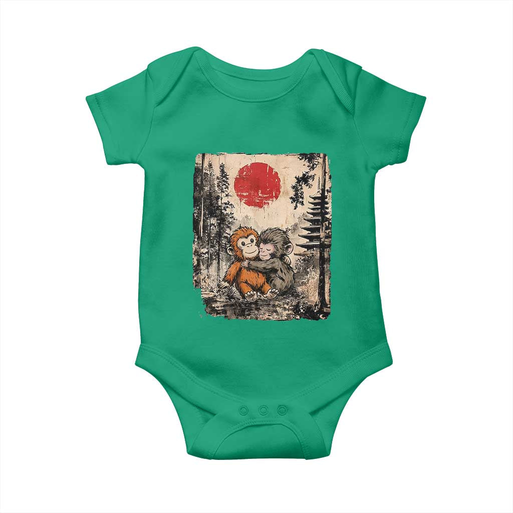 Vintage Japanese Ukiyoe Punch Baby Monkey Baby Onesie Kawaii Animal Gift