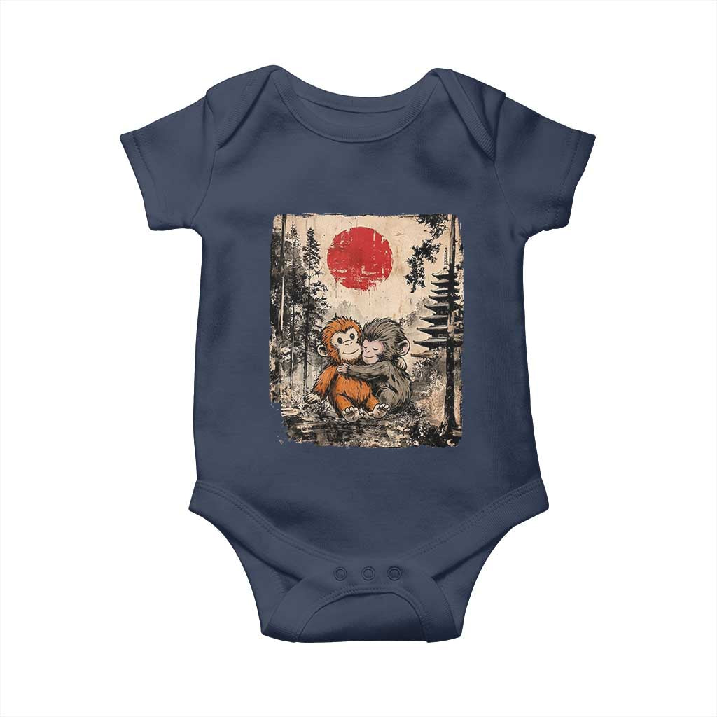 Vintage Japanese Ukiyoe Punch Baby Monkey Baby Onesie Kawaii Animal Gift