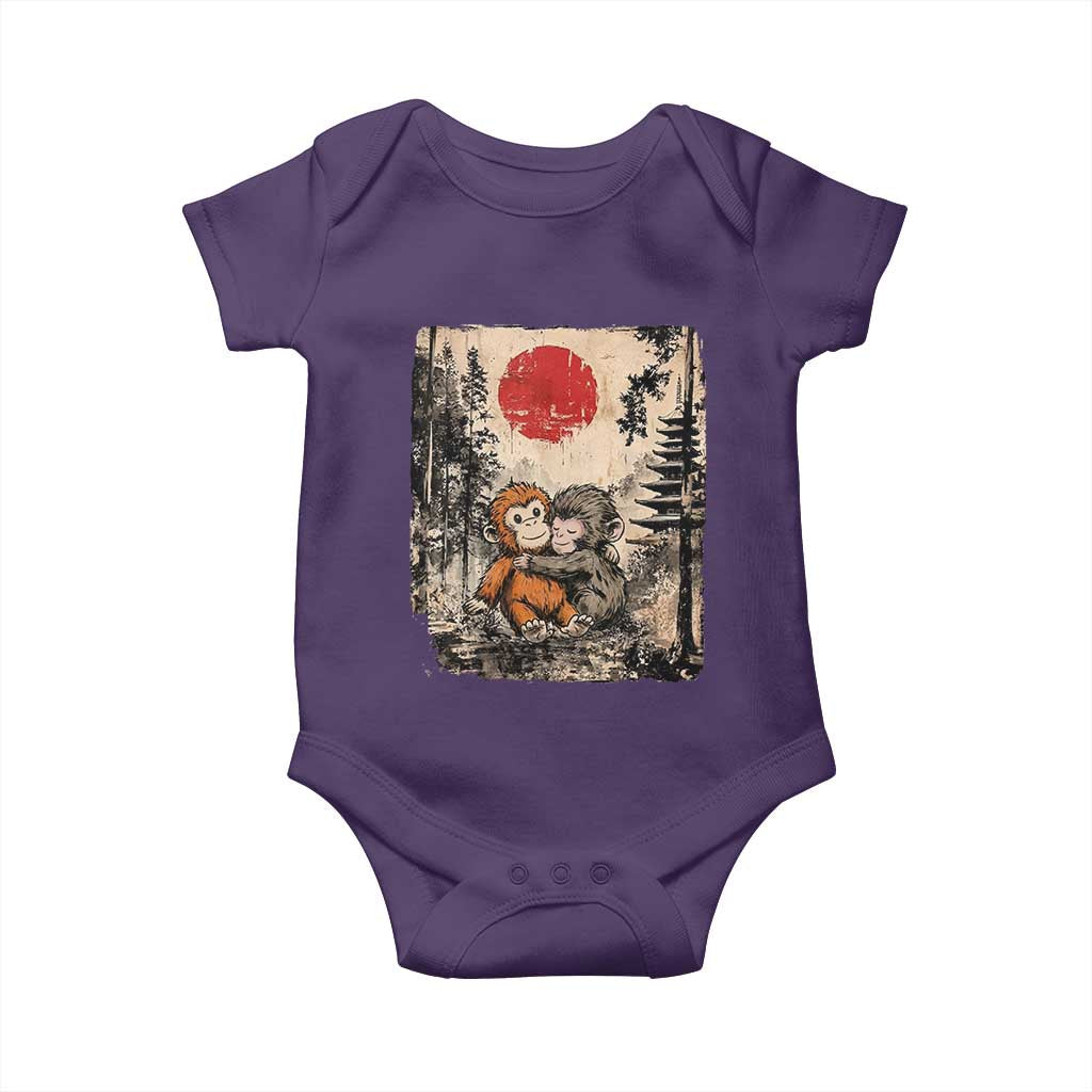 Vintage Japanese Ukiyoe Punch Baby Monkey Baby Onesie Kawaii Animal Gift