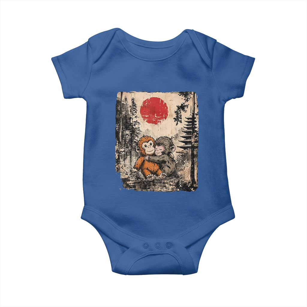 Vintage Japanese Ukiyoe Punch Baby Monkey Baby Onesie Kawaii Animal Gift