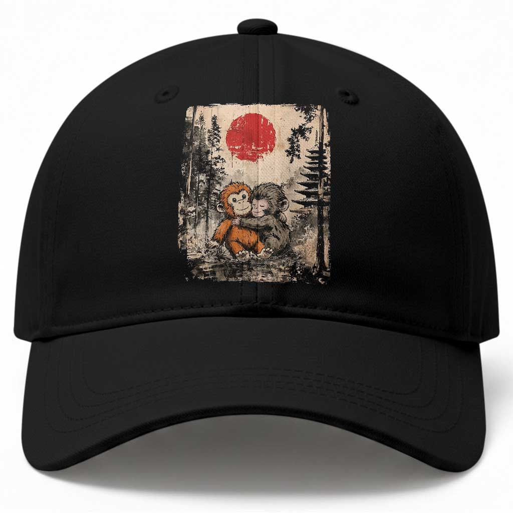 Vintage Japanese Ukiyoe Punch Baby Monkey Baseball Cap Kawaii Animal Gift