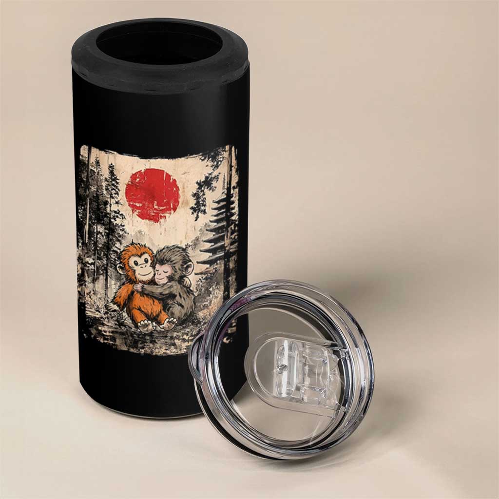 Vintage Japanese Ukiyoe Punch Baby Monkey 4 in 1 Can Cooler Tumbler Kawaii Animal Gift