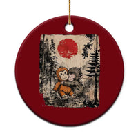 Vintage Japanese Ukiyoe Punch Baby Monkey Ceramic Ornament Kawaii Animal Gift