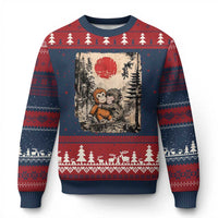 Vintage Japanese Ukiyoe Punch Baby Monkey Ugly Christmas Sweater Kawaii Animal Gift