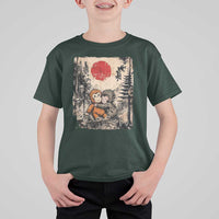 Vintage Japanese Ukiyoe Punch Baby Monkey T Shirt For Kid Kawaii Animal Gift