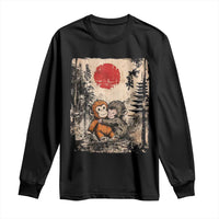 Vintage Japanese Ukiyoe Punch Baby Monkey Long Sleeve Shirt Kawaii Animal Gift