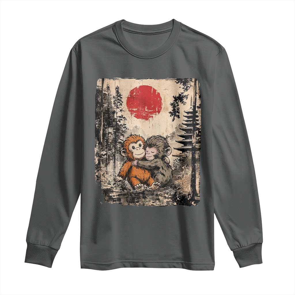 Vintage Japanese Ukiyoe Punch Baby Monkey Long Sleeve Shirt Kawaii Animal Gift