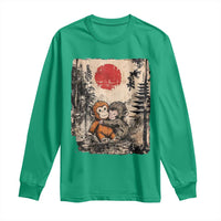 Vintage Japanese Ukiyoe Punch Baby Monkey Long Sleeve Shirt Kawaii Animal Gift