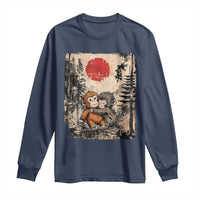 Vintage Japanese Ukiyoe Punch Baby Monkey Long Sleeve Shirt Kawaii Animal Gift