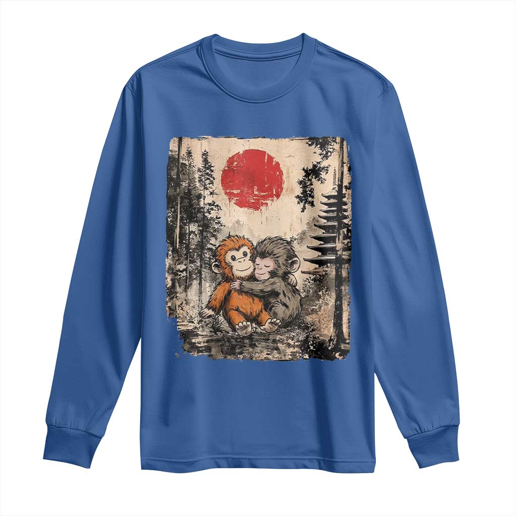 Vintage Japanese Ukiyoe Punch Baby Monkey Long Sleeve Shirt Kawaii Animal Gift