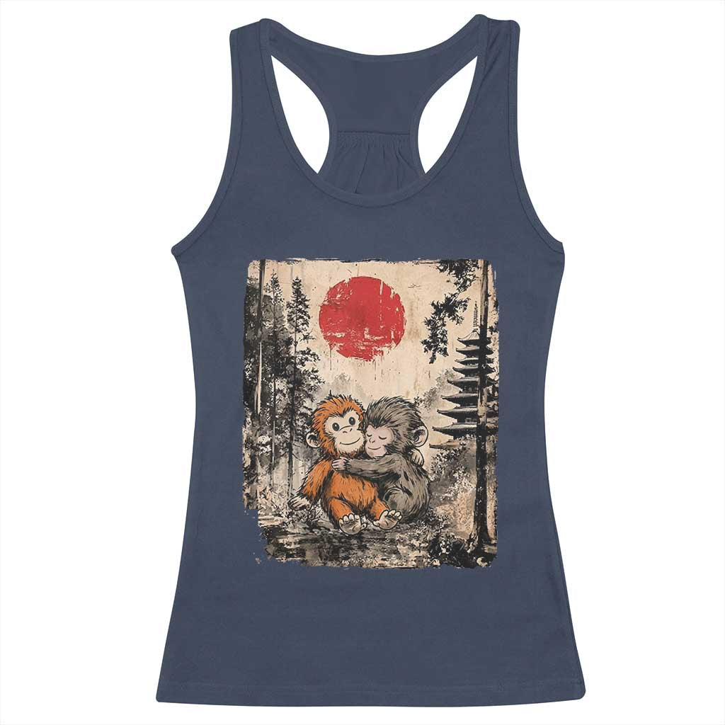 Vintage Japanese Ukiyoe Punch Baby Monkey Racerback Tank Top Kawaii Animal Gift