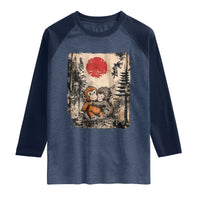 Vintage Japanese Ukiyoe Punch Baby Monkey Raglan Shirt Kawaii Animal Gift