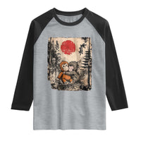 Vintage Japanese Ukiyoe Punch Baby Monkey Raglan Shirt Kawaii Animal Gift