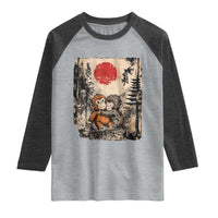Vintage Japanese Ukiyoe Punch Baby Monkey Raglan Shirt Kawaii Animal Gift
