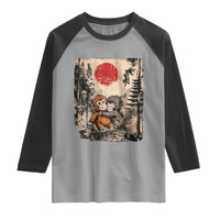 Vintage Japanese Ukiyoe Punch Baby Monkey Raglan Shirt Kawaii Animal Gift