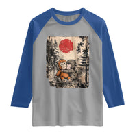 Vintage Japanese Ukiyoe Punch Baby Monkey Raglan Shirt Kawaii Animal Gift
