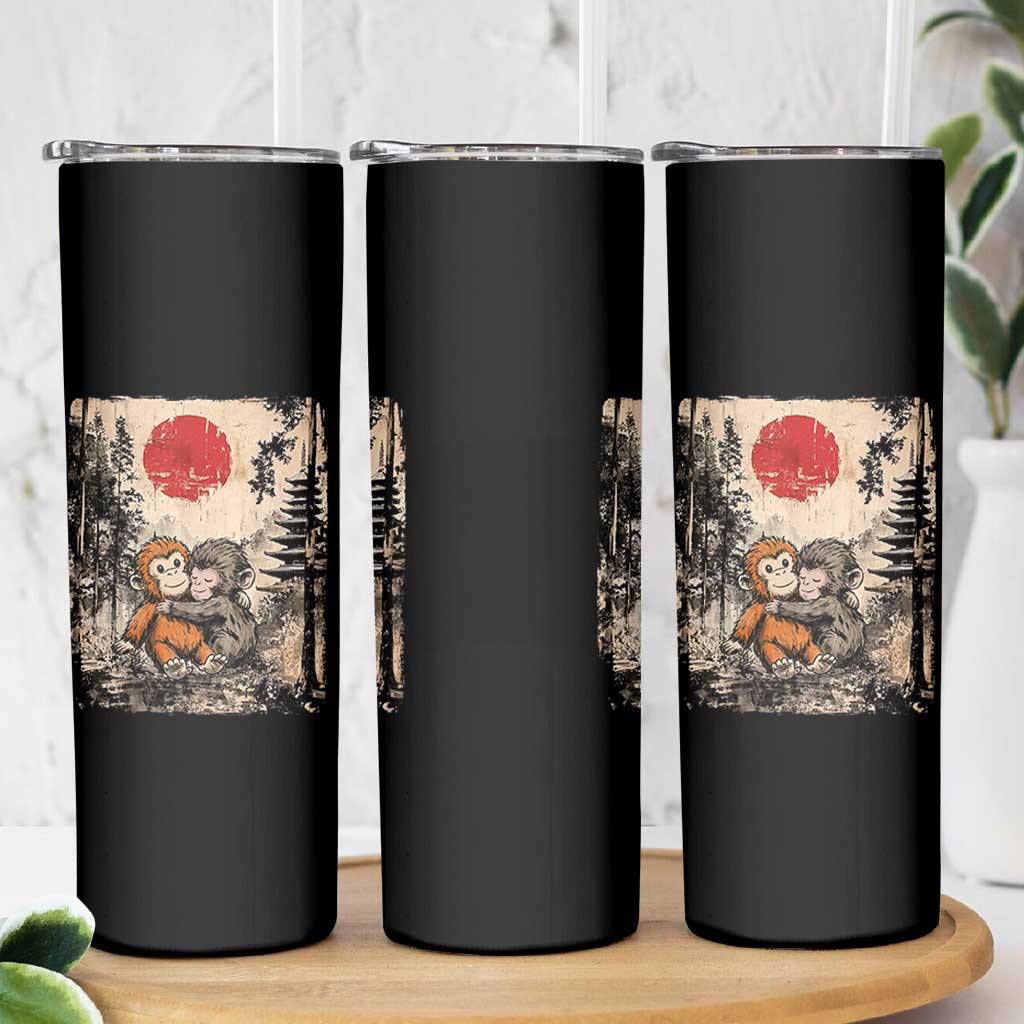 Vintage Japanese Ukiyoe Punch Baby Monkey Skinny Tumbler Kawaii Animal Gift